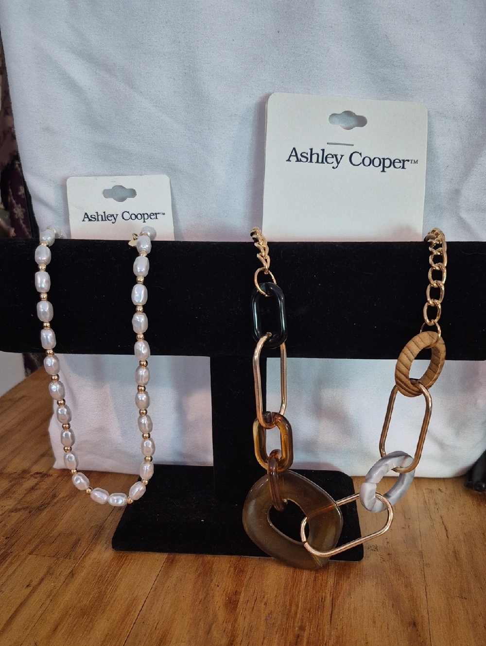 Two Ashley Cooper Women's Necklaces in Brown & Gold And White & Gold